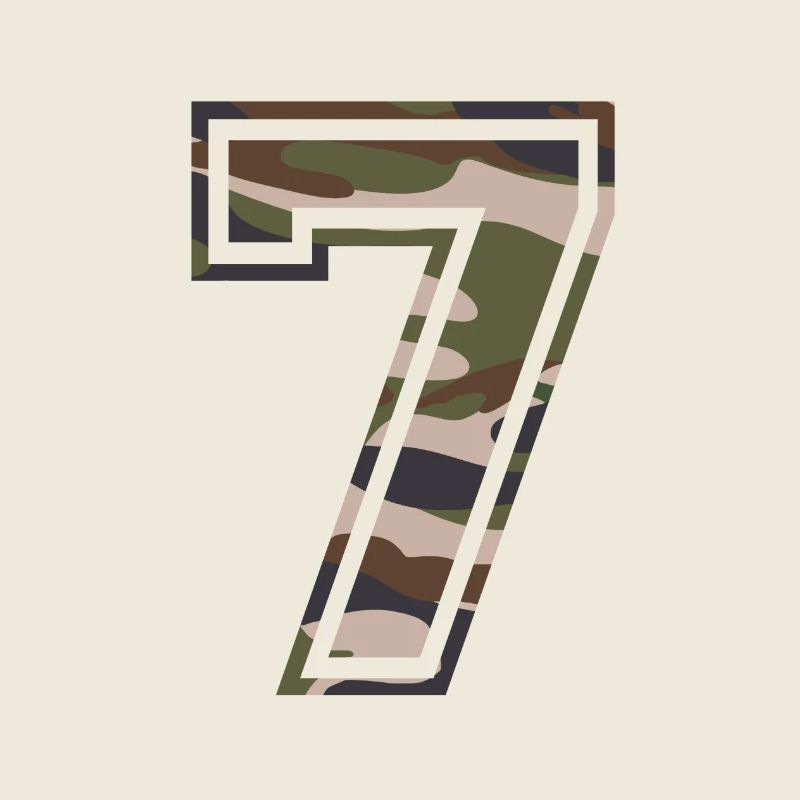 Numéro 7, camouflage-brun-vert, personnalisable