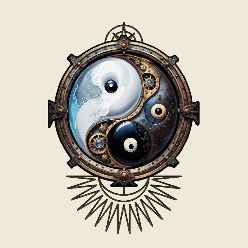 Elegantes Yin-Yang-Zeichen im Steampunk-Stil.