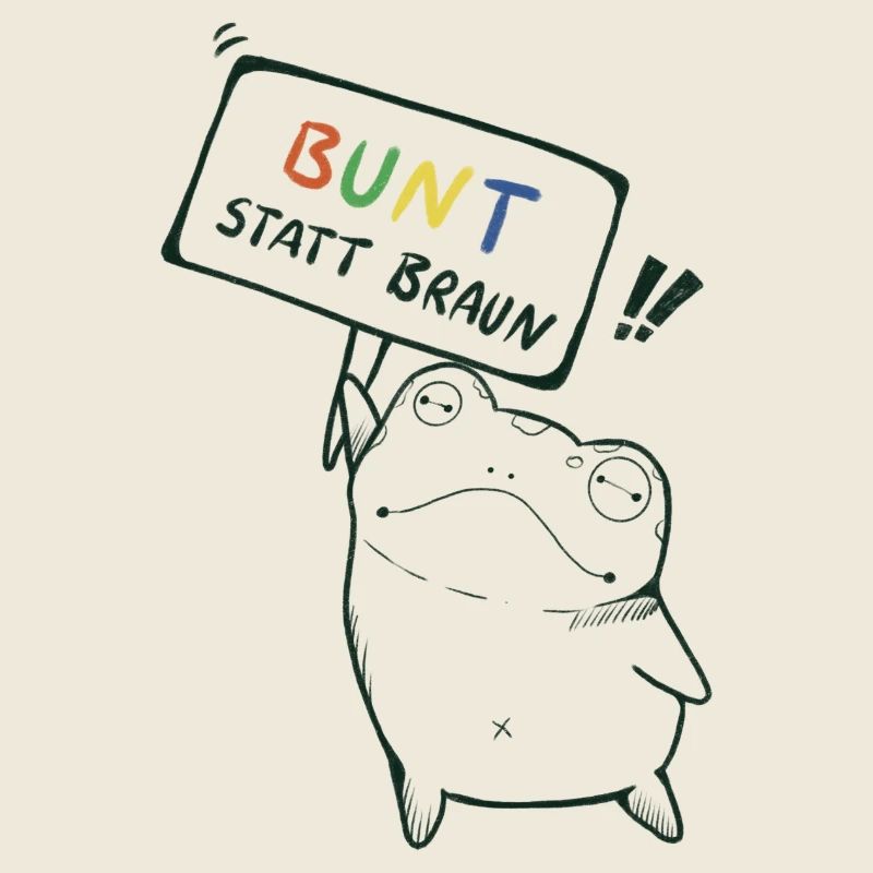 Bunt statt Braun Demo Frosch