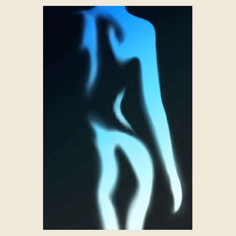 Frauenkörper nackt in blau