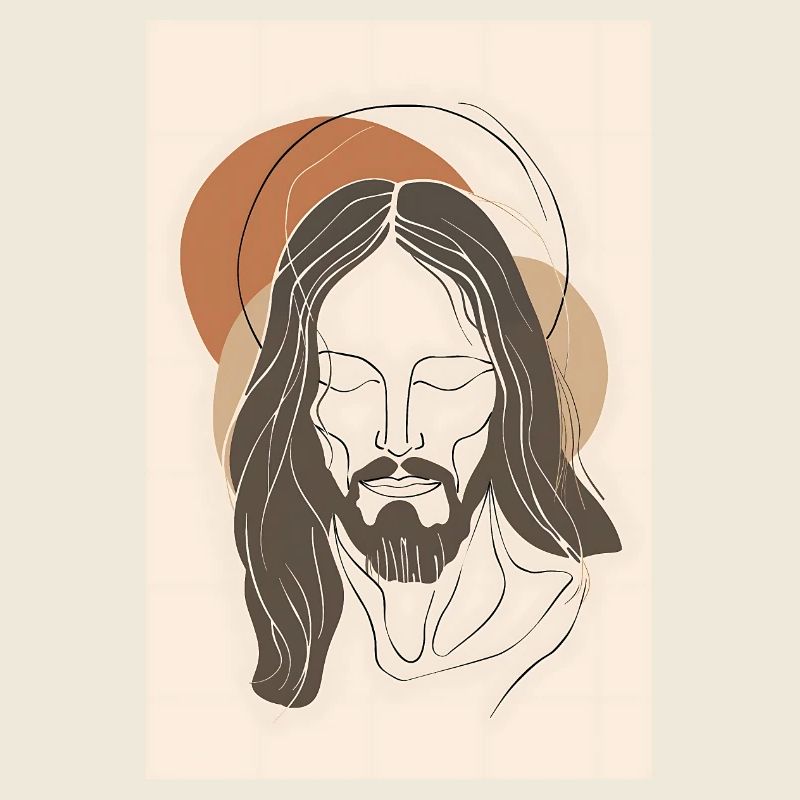 Minimalist Simple Line Jesus Wall Art,