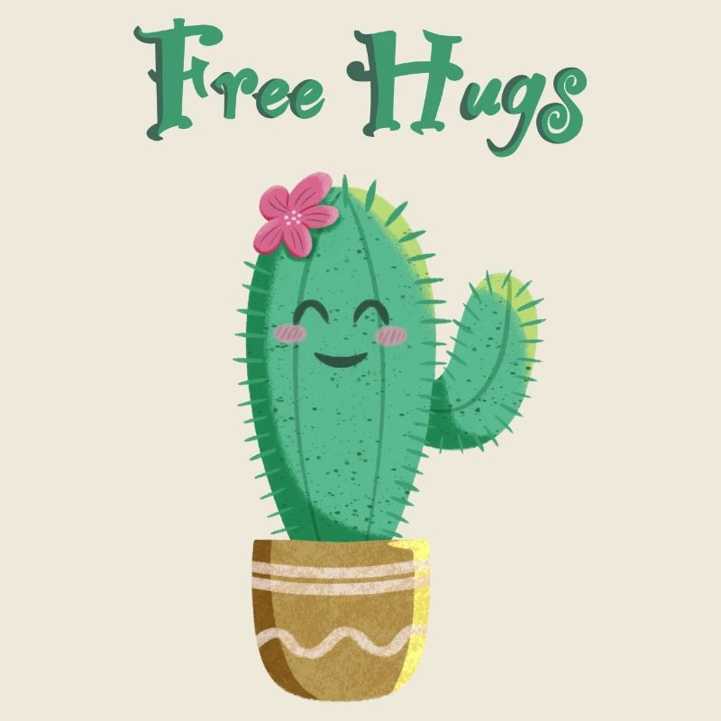 Cute cactus loves hugs