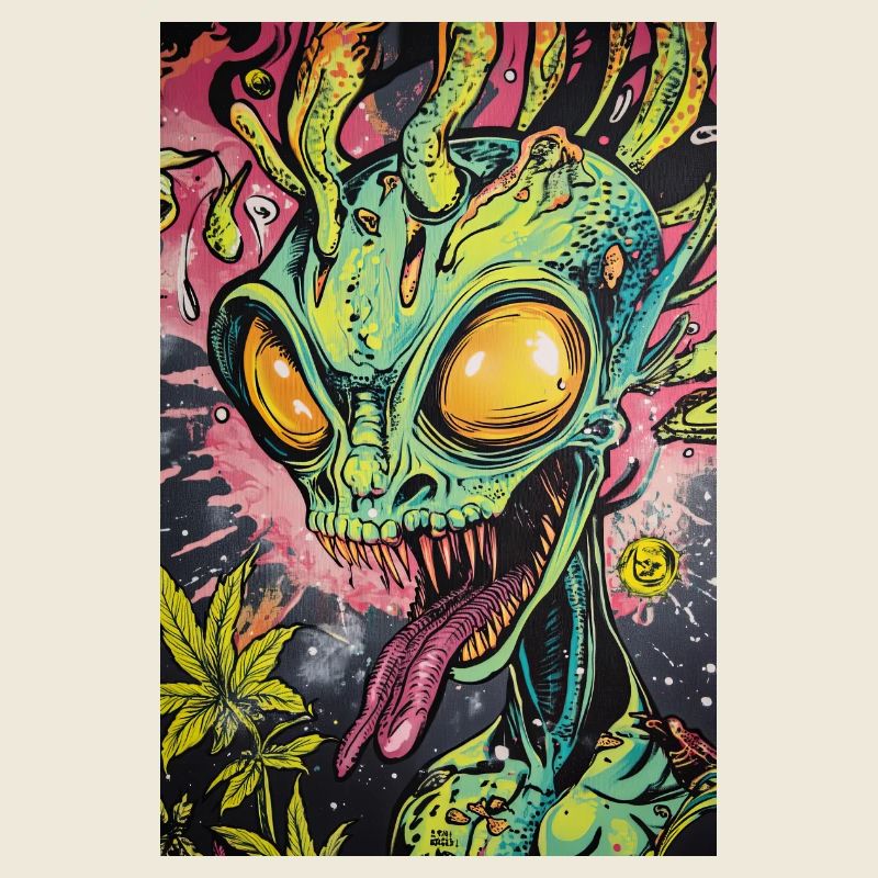 Psychedelischer Alien Neon Graffiti