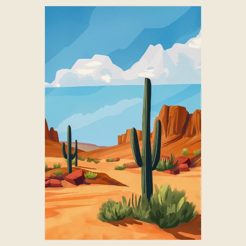 Poster Illustration Paysage de Désert