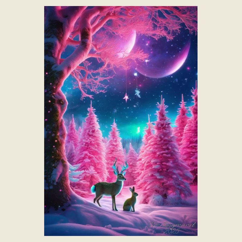 Neon Winter Deer Dream
