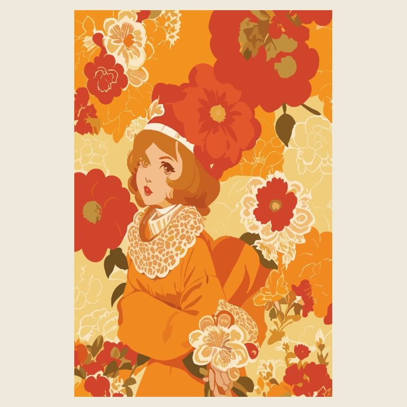 Vintage Blumenmädchen Design – Retro 70er 80er