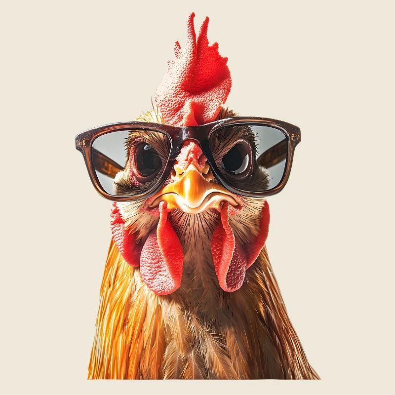 Poulet élégant avec lunettes de soleil