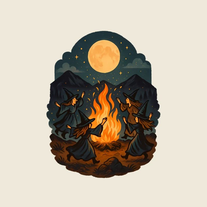 Witch Dance at Full Moon – Magic Fire Ritual