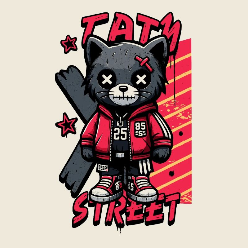 Tatty Street Cat Pullover Hoodie