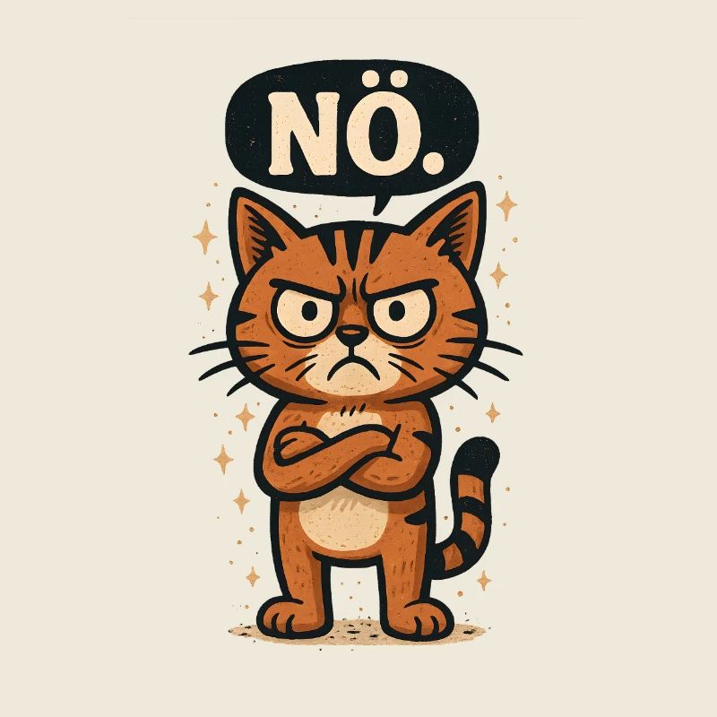 Drôle de chat avec un dicton effronté Non