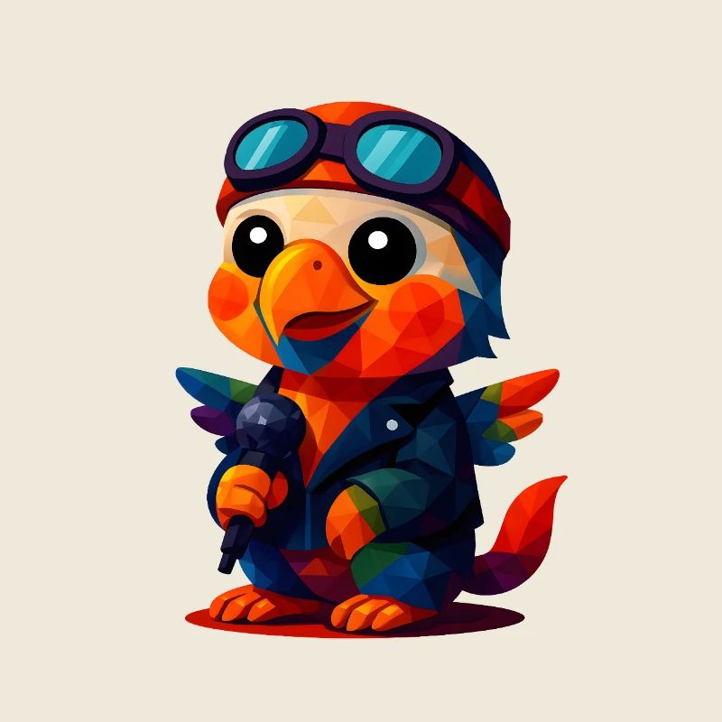 WPAP Polygon Kawaii Animaux Style Bébé Aigle Chanteur