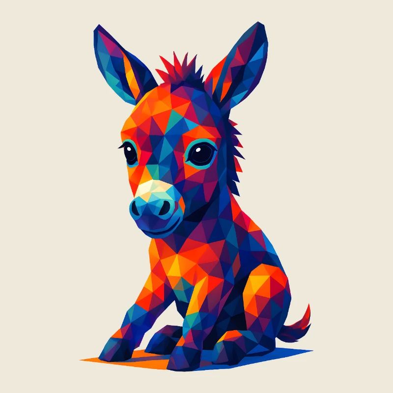 WPAP Polygon Kawaii Stil Tiere Baby Esel Eselchen