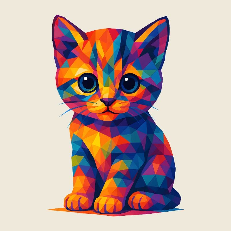 WPAP Polygon Kawaii Style Animaux Bébé Chat Chaton