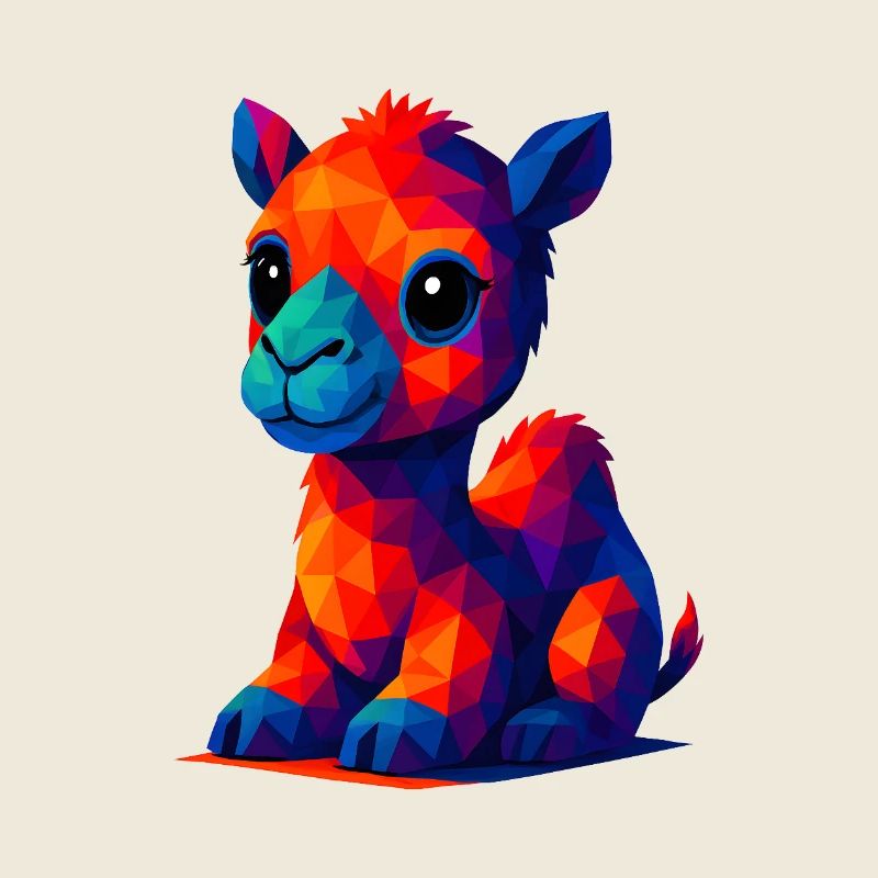 WPAP Polygon Kawaii Tiere Stil Baby Kamel Dromedar