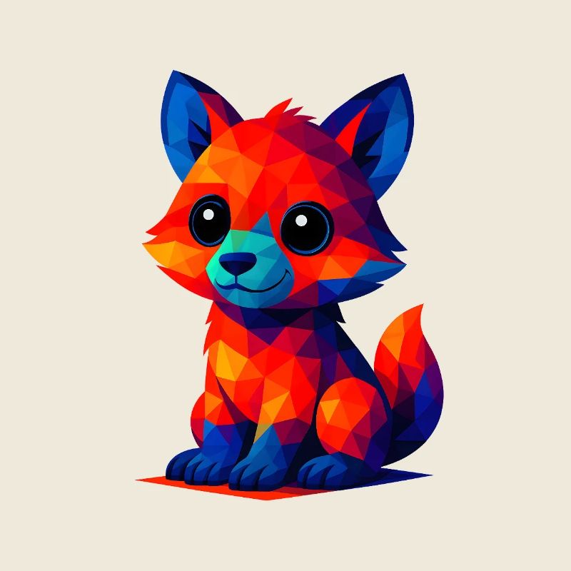 WPAP Polygon Kawaii Style Bébé Renard