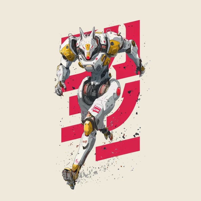 Futuristic Wolf Fighting Robot