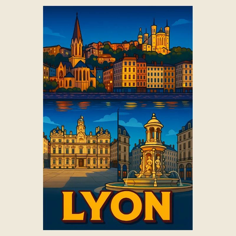 Lyon Malerischer Nachtblick