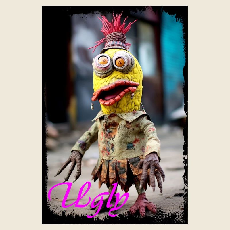 Ausdrucksstarke Trash-Charakter Puppe Illustration