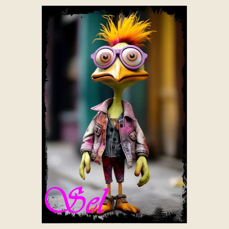 Excellente poupée oiseau au style nerd