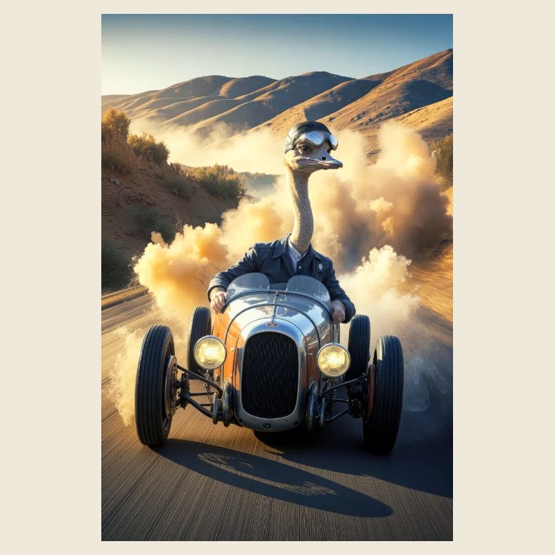 Humanoid Emu Driver On Road