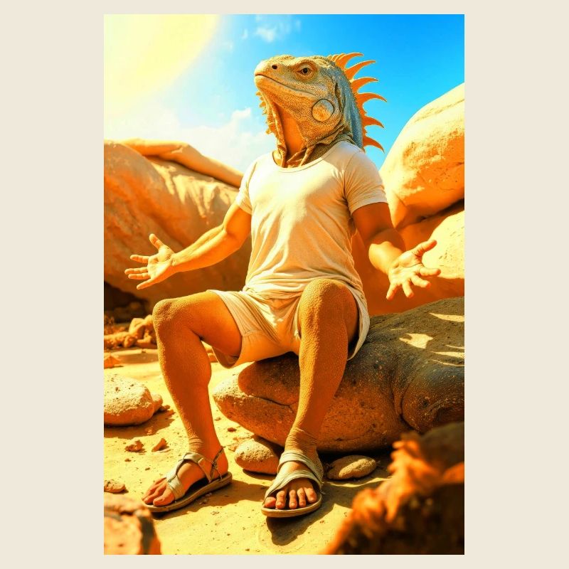 Iguane humanoïde au soleil