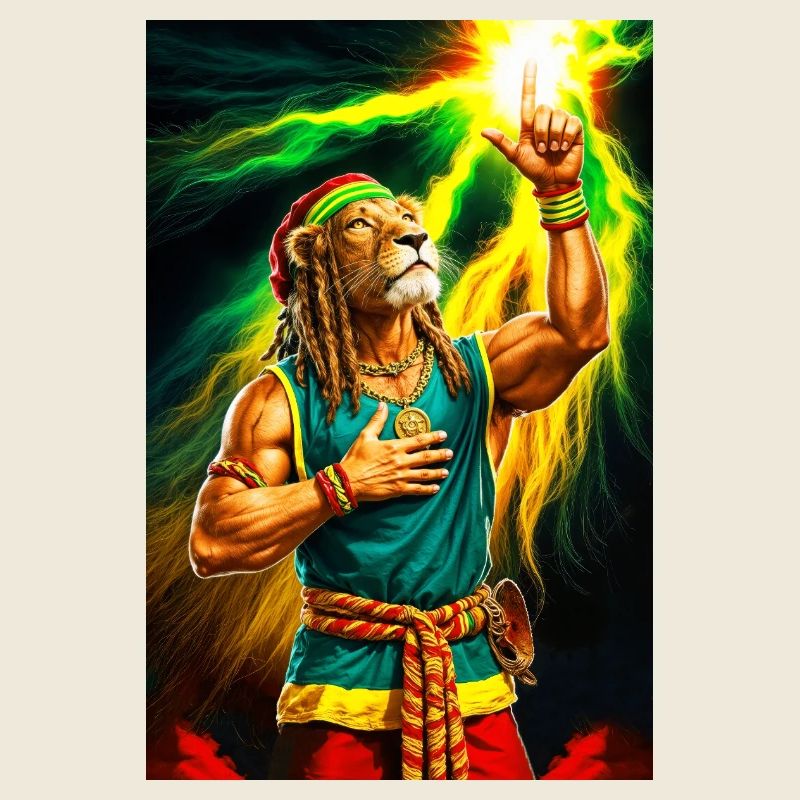 Lion humanoïde rastafari