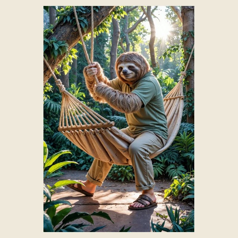 Paresseux humanoïde dans la forêt tropicale