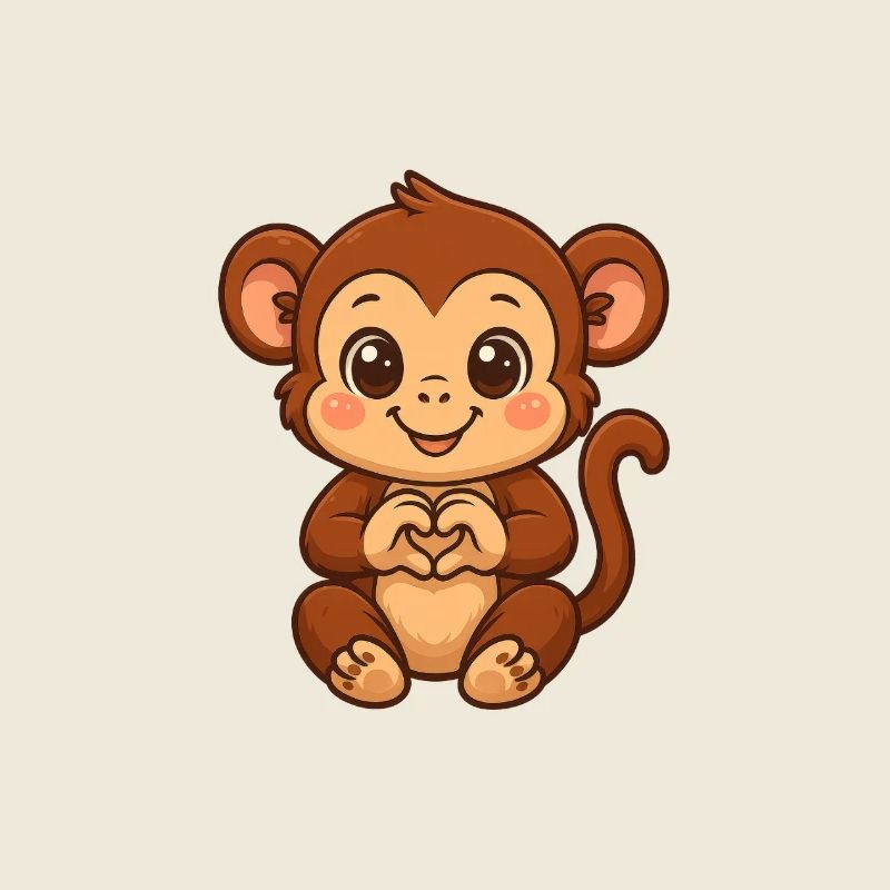 Süßer Affe mit Herzhänden