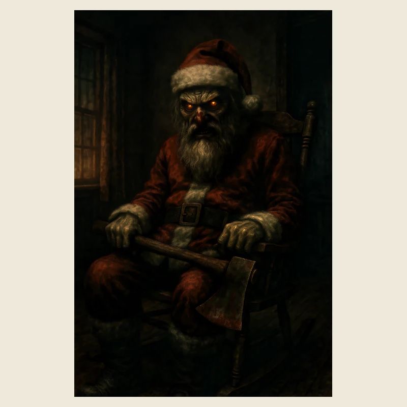 Dunkler Weihnachtsmann mit Axt