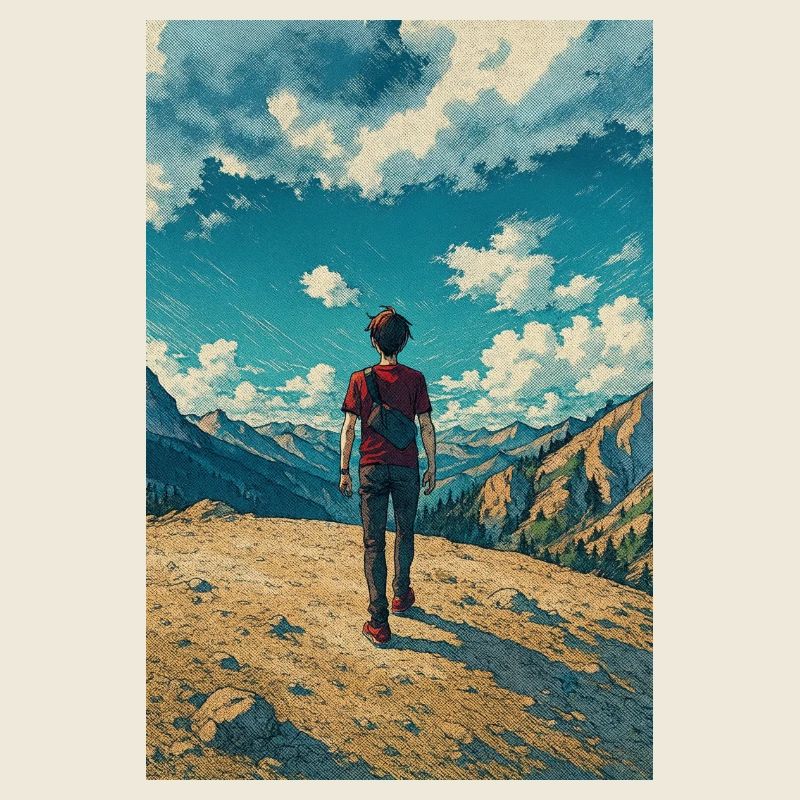 Bergentdecker auf Blue Sky Landscape