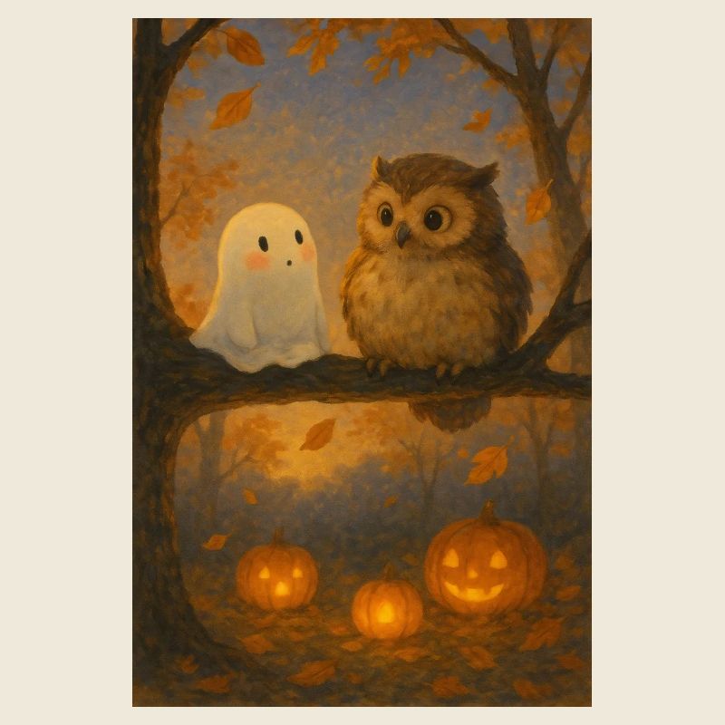 Cute Ghost with Owl