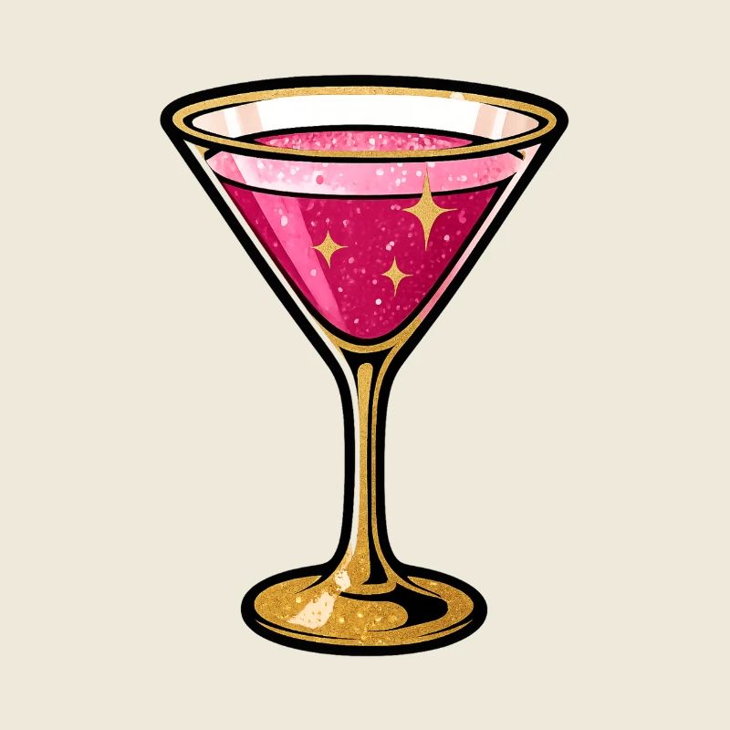 Illustration de verre à cocktail rose scintillant