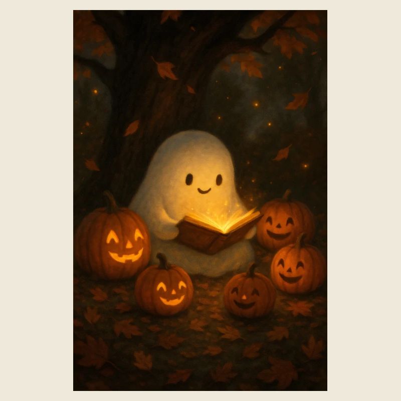 Halloween Geist liest Buch