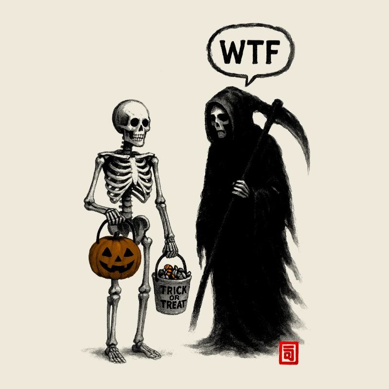 Lustiges Skelett Halloween T-Shirt – Süßes oder Saures