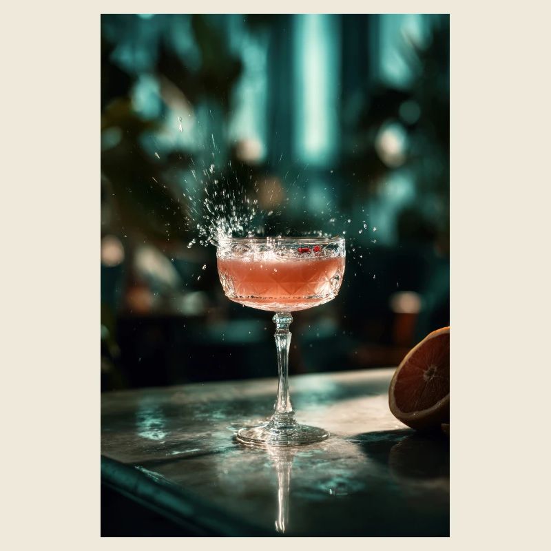 Rosa Cocktail Splash im Coupe-Glas