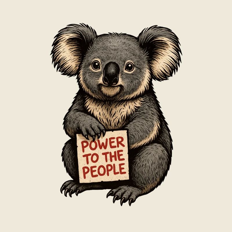 Koala mit Botschaft Power to the People