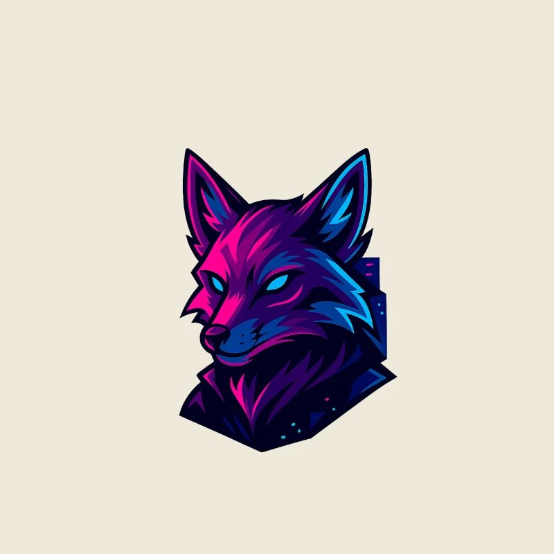 Neon fox head in cyberpunk style