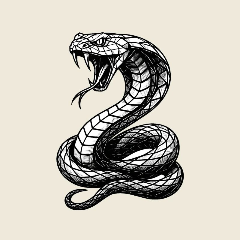 Schwarzweiß Cobra Linienkunst