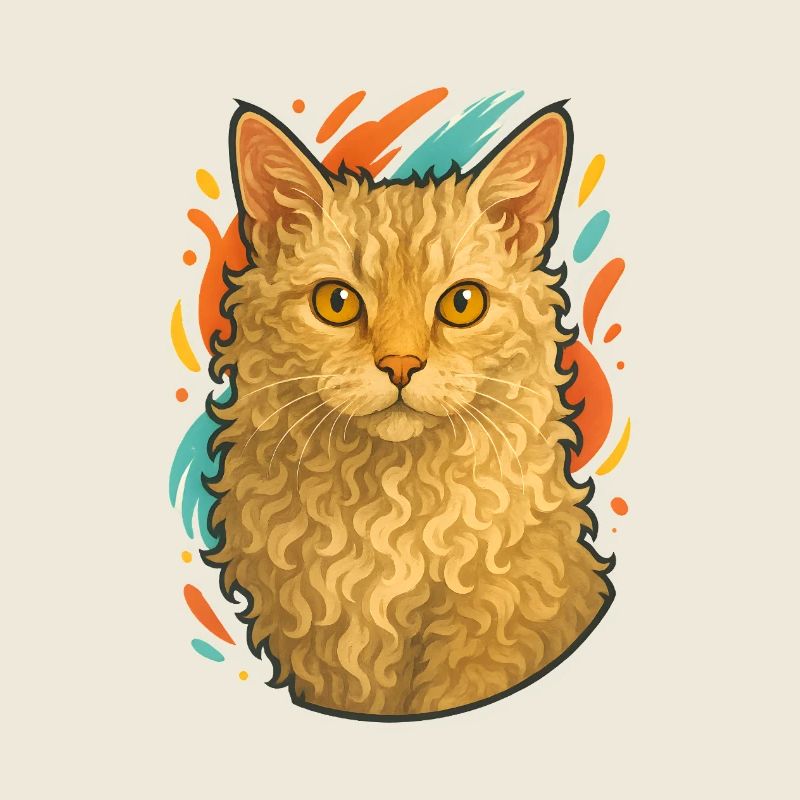 LaPerm Katze mit lebendigem Hintergrund