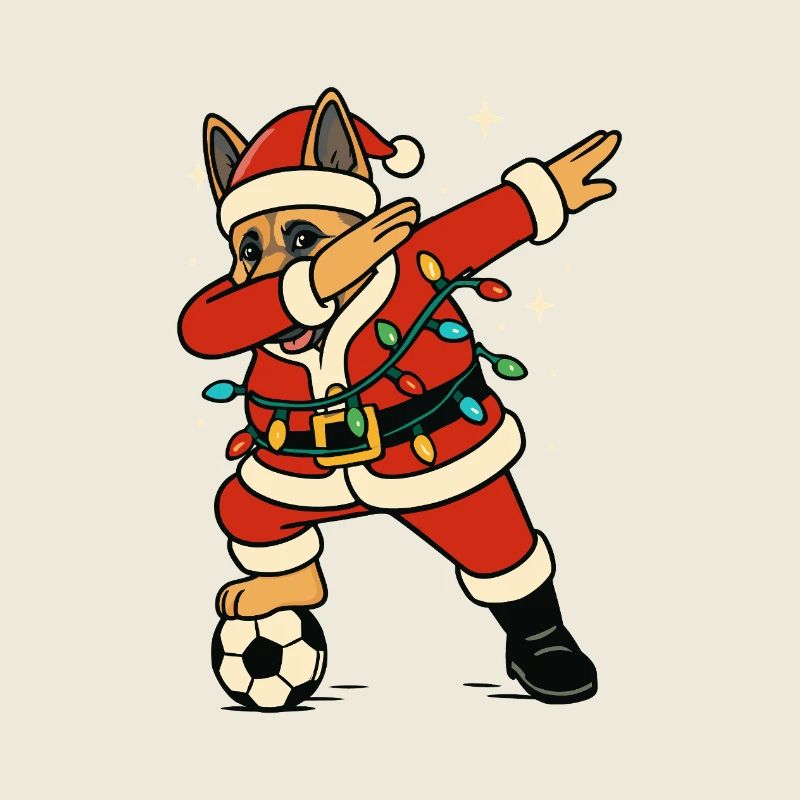 Dabbing Schäferhund Weihnachtsmann Fußball