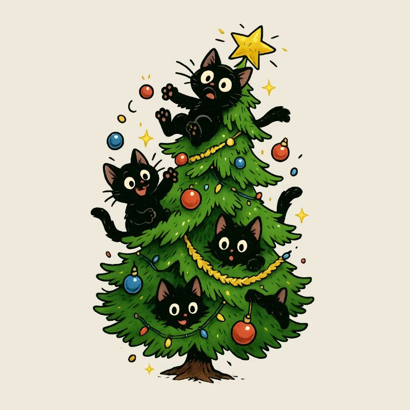 Sapin de Noël Chats Noël