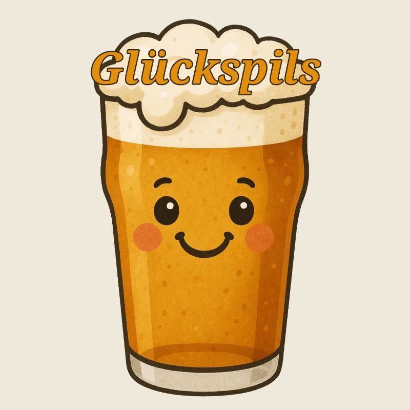 Happy Beer – Cute "Glückspils" Cartoon Design