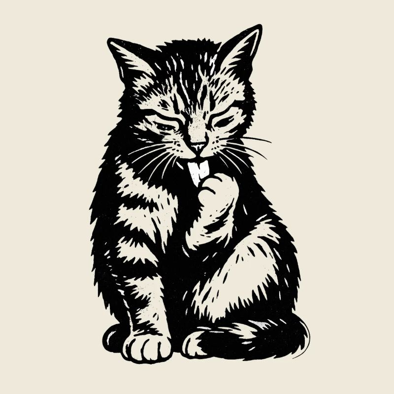 Schwarze Katzen Silhouette Zunge