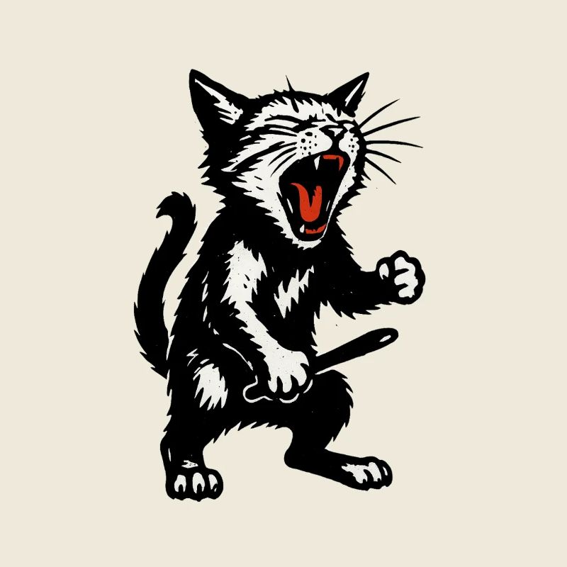 Wütige Katze Schwarzweiß