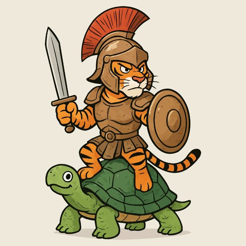Gladiator Tiger on Turtle