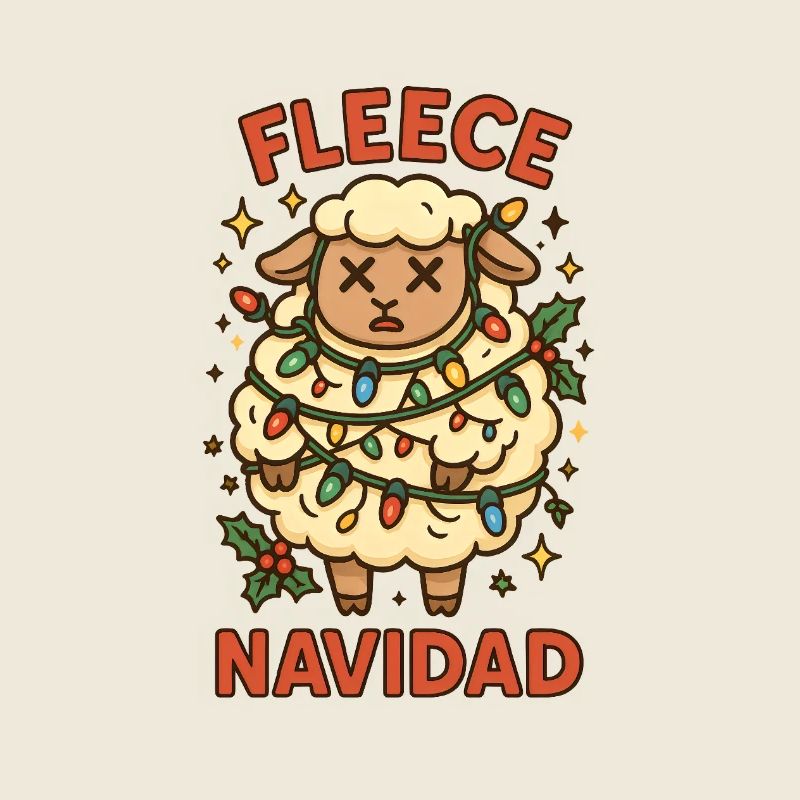 Fleece Navidad Schaf mit Lichterkette