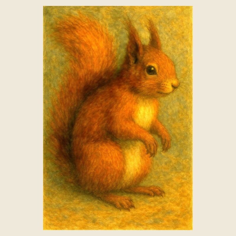Rotes Eichhörnchen in klassischer Ölmalerei