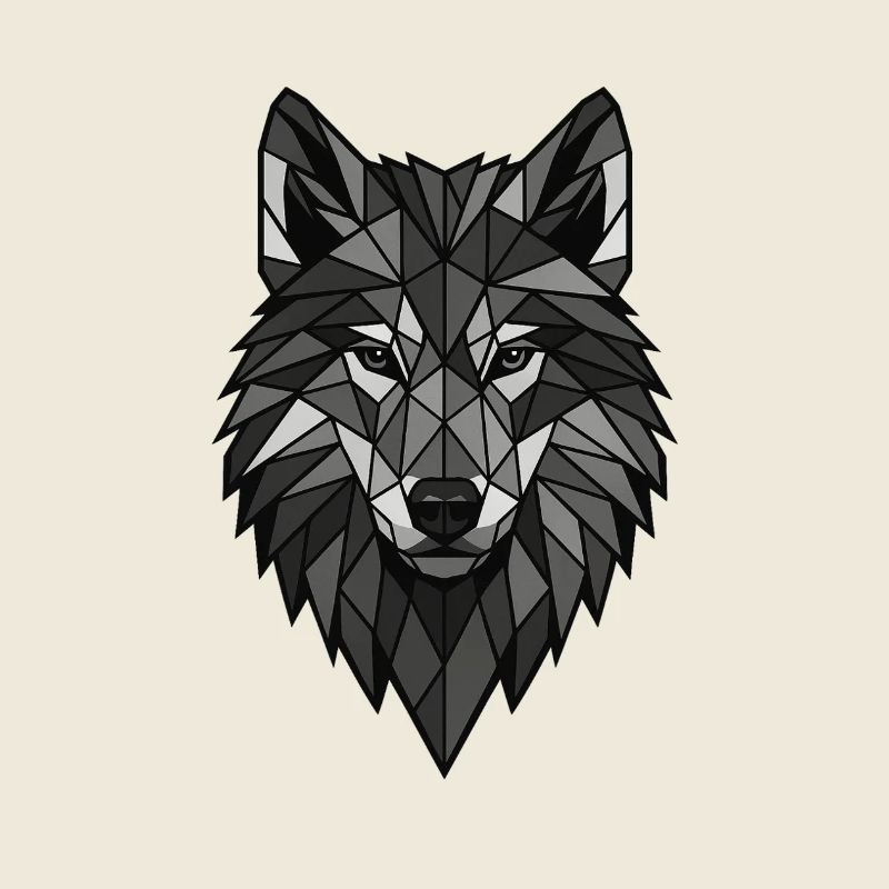 Geometrischer Wolfenkopf Grau