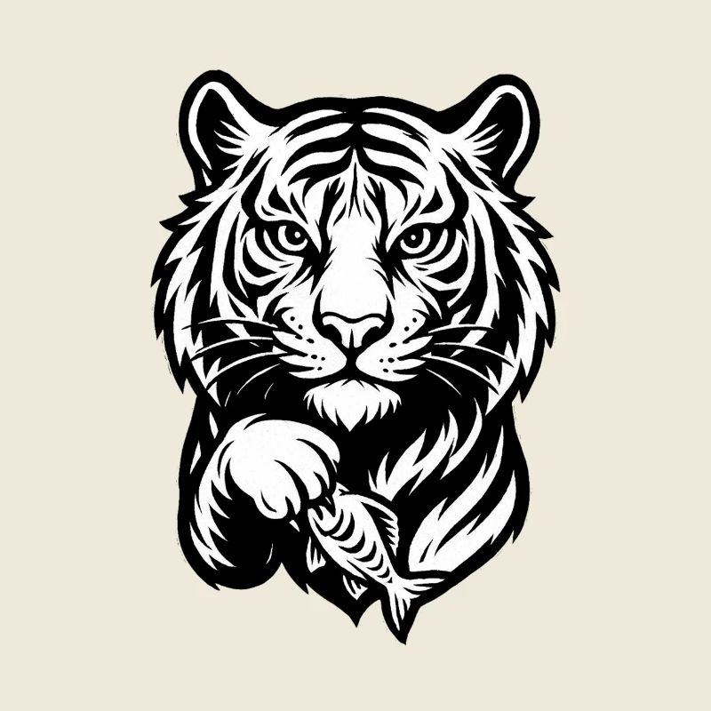 White Tiger Print Motif