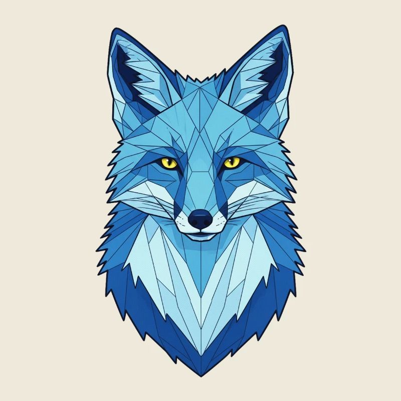 Blauer Geometrischer Wolfkopf